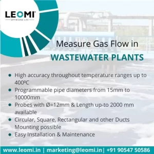 Gas flow measurement in waste water plant