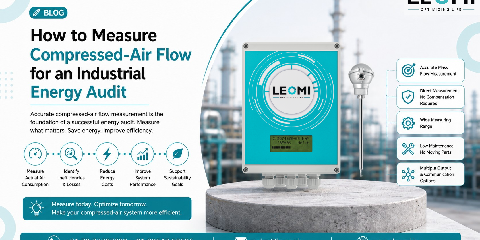 Leomi Thermal Mass Flow Meter Compressed Air flow meter